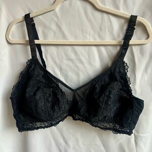 Savage X Fenty Black Lace Bralette | Sheer Mesh & Scalloped Trim | Size 2X